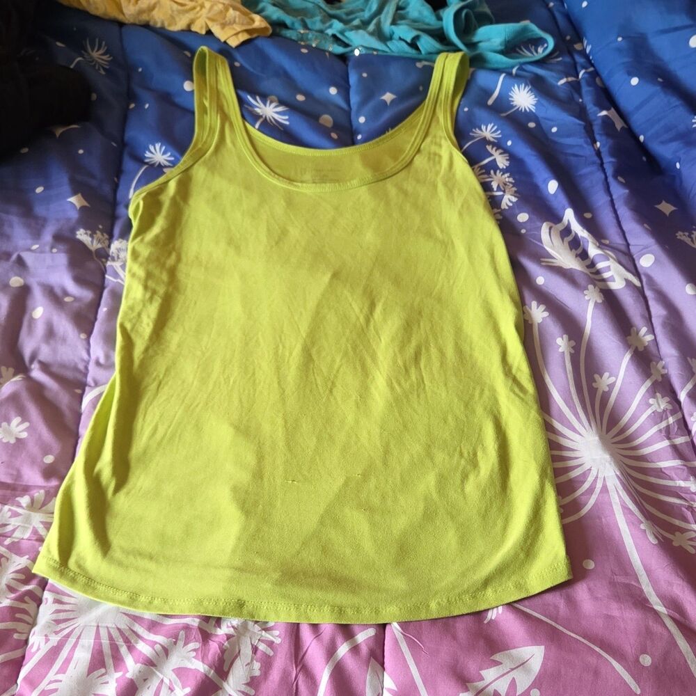 No Boundaries Women's Neon Y/G Scoop Neck Sleeveless Tank Top L (11-13) Y2K